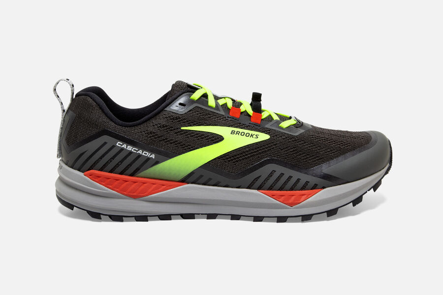 Cascadia 15 Trail Brooks Running Shoes NZ Mens - Black/Green - UVNSHP-702